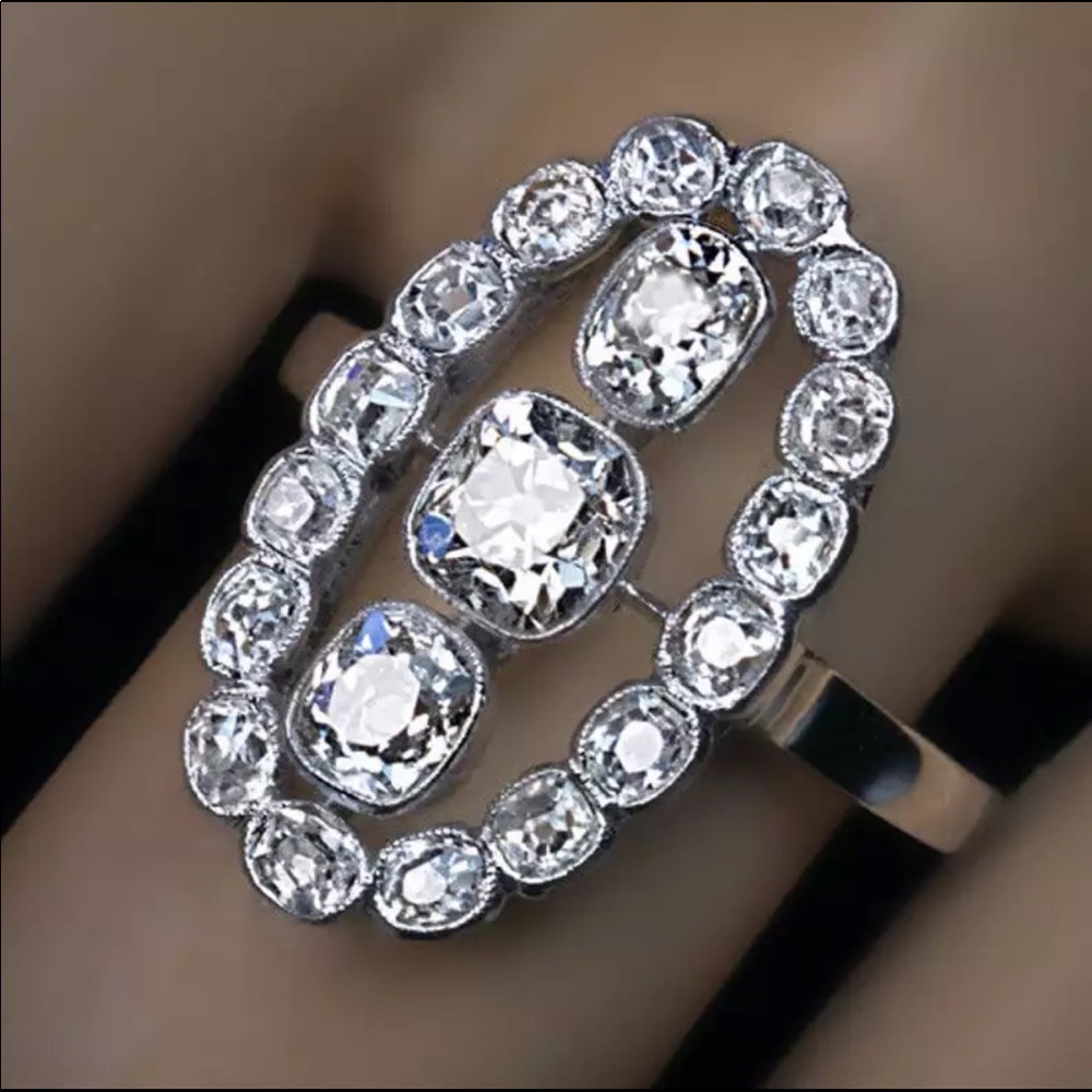 New 925 Silver Women’s Diamond Bridal Ring - Picture 1 of 5